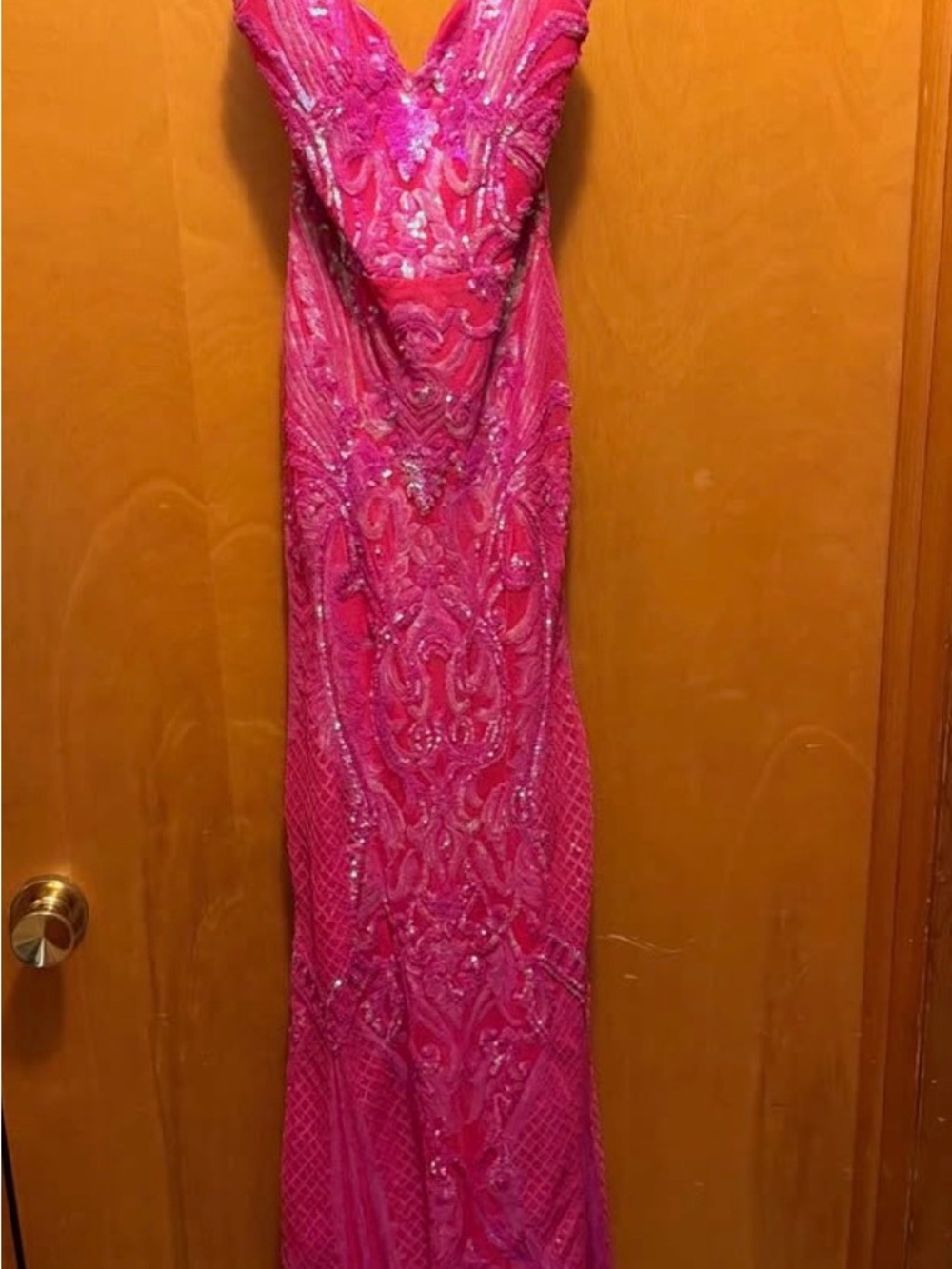 Women's/Juniors Windsor Hot Pink Beaded Prom Dress